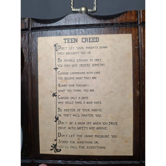 Vintage "Teen Creed" Wooden Plaque Wall Art 70s 80s Kids Room - Picture 4 of 4